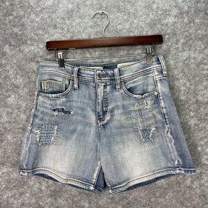 Pilcro And The Letterpress Denim Jean Shorts Womens 28 Slim Boyfriend Mid Rise